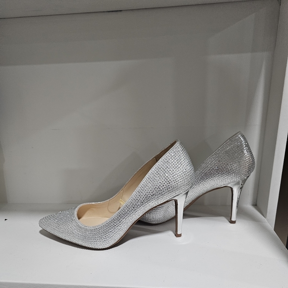 jessica simpson lindiza rhinestones sparkly silver heels new - Picture 6 of 8